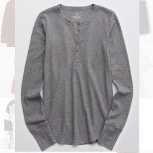 Aerie waffle Henley long sleeve shirt
